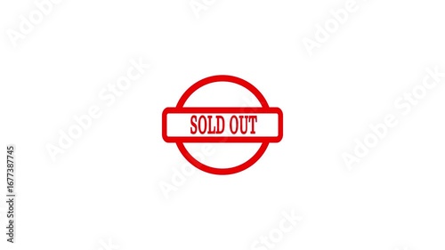 Sold Out Icon Animation . blue Background