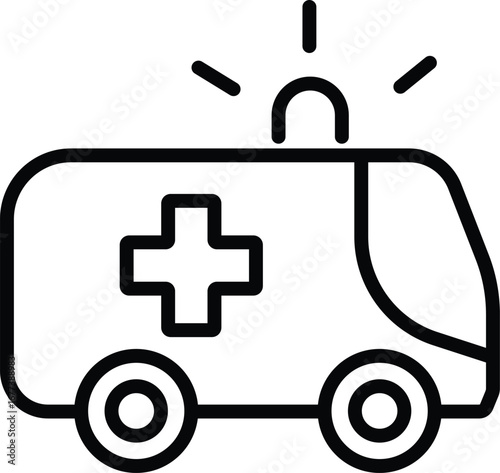 ambulance with flashing light Icon. Editable Stroke.