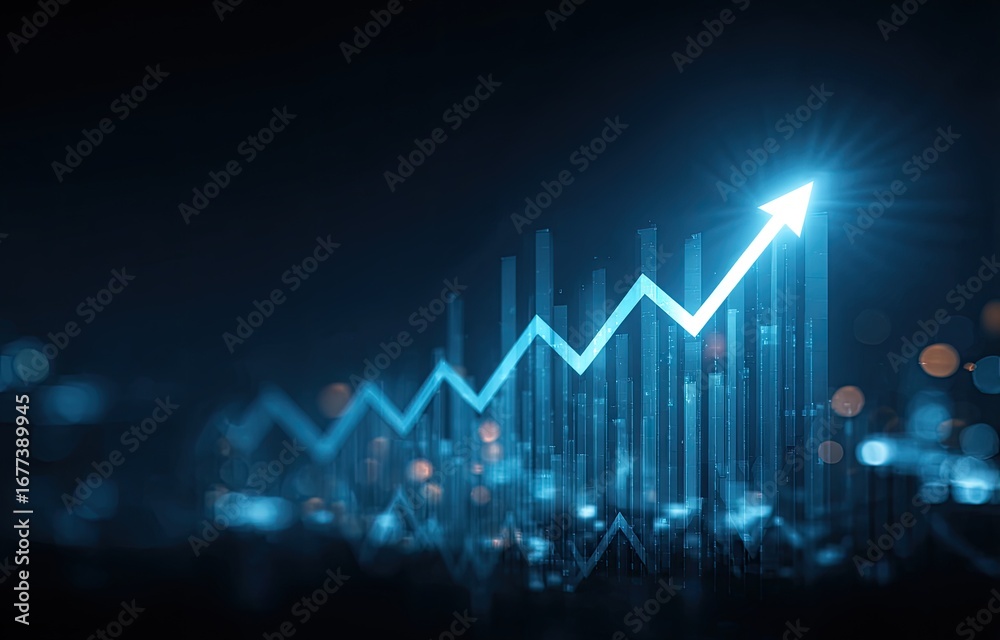 Naklejka premium Futuristic graph of upward growth