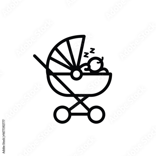Photo of a baby sleeping peacefully in a stroller, an icon