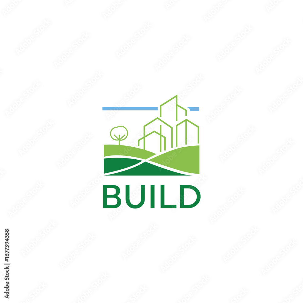 Obraz premium landscape logo design, lawn care, landscape vector, Rural Landscape logo , creek logo, mountain & creek, high ridge, Hills Logo , green land, farm Land Agriculture Flat Illustration Logo
