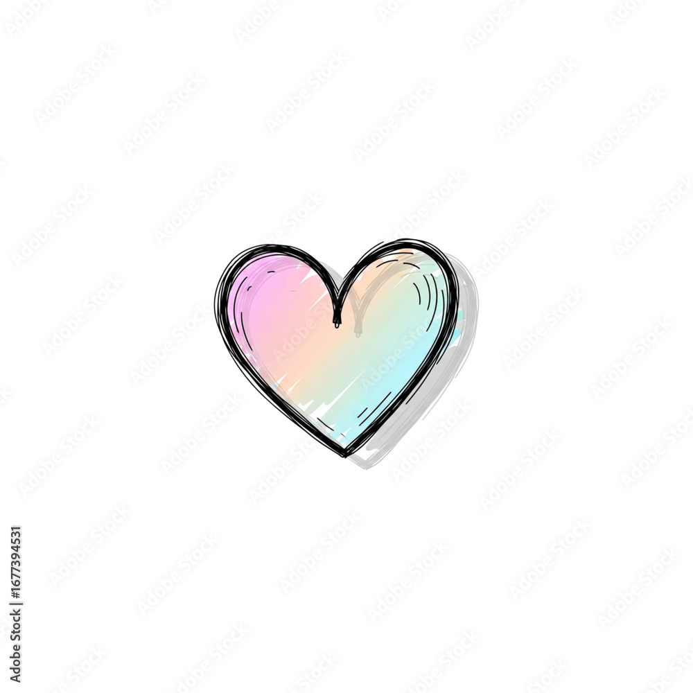Fototapeta premium Hand drawn pastel rainbow heart on black background