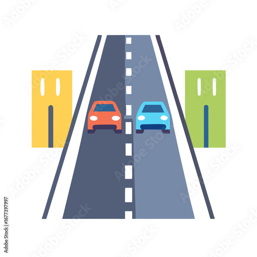 Highway road with cars vector