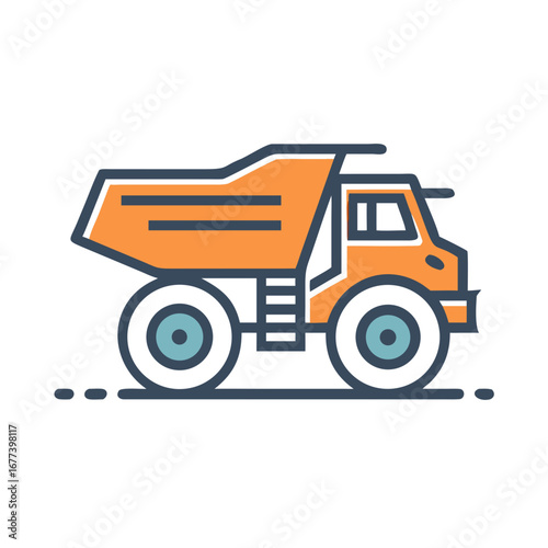 Mining dump truck heavy machinery icon