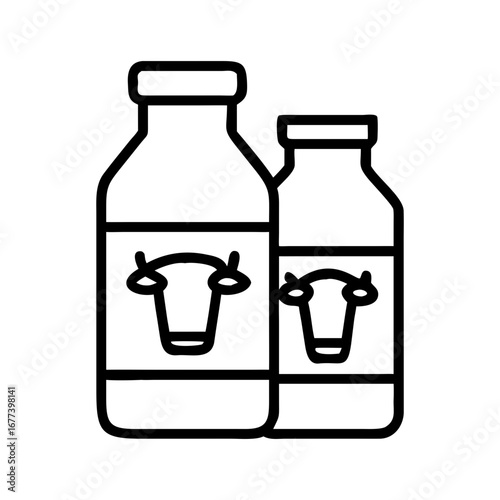Milk bottles dairy product icon