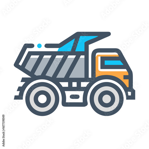 Heavy dump truck construction vehicle