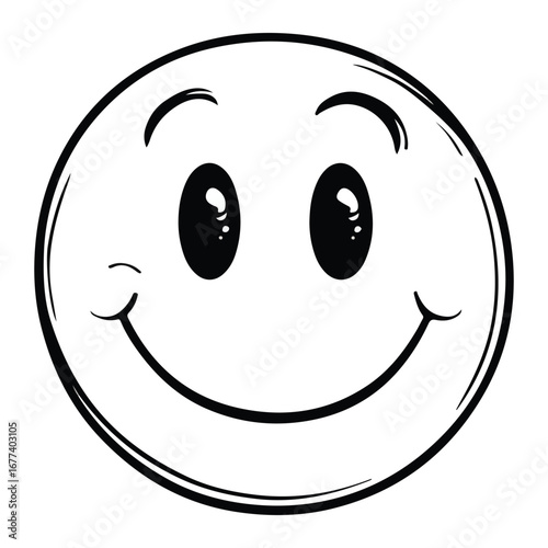 Black and White Smiling Face vector illustration