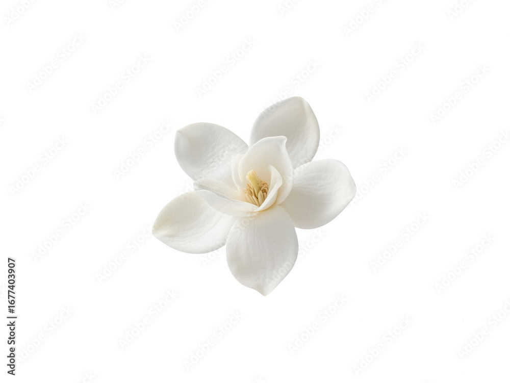 Fototapeta premium Elegant White Magnolia Blossom Isolated on White Background