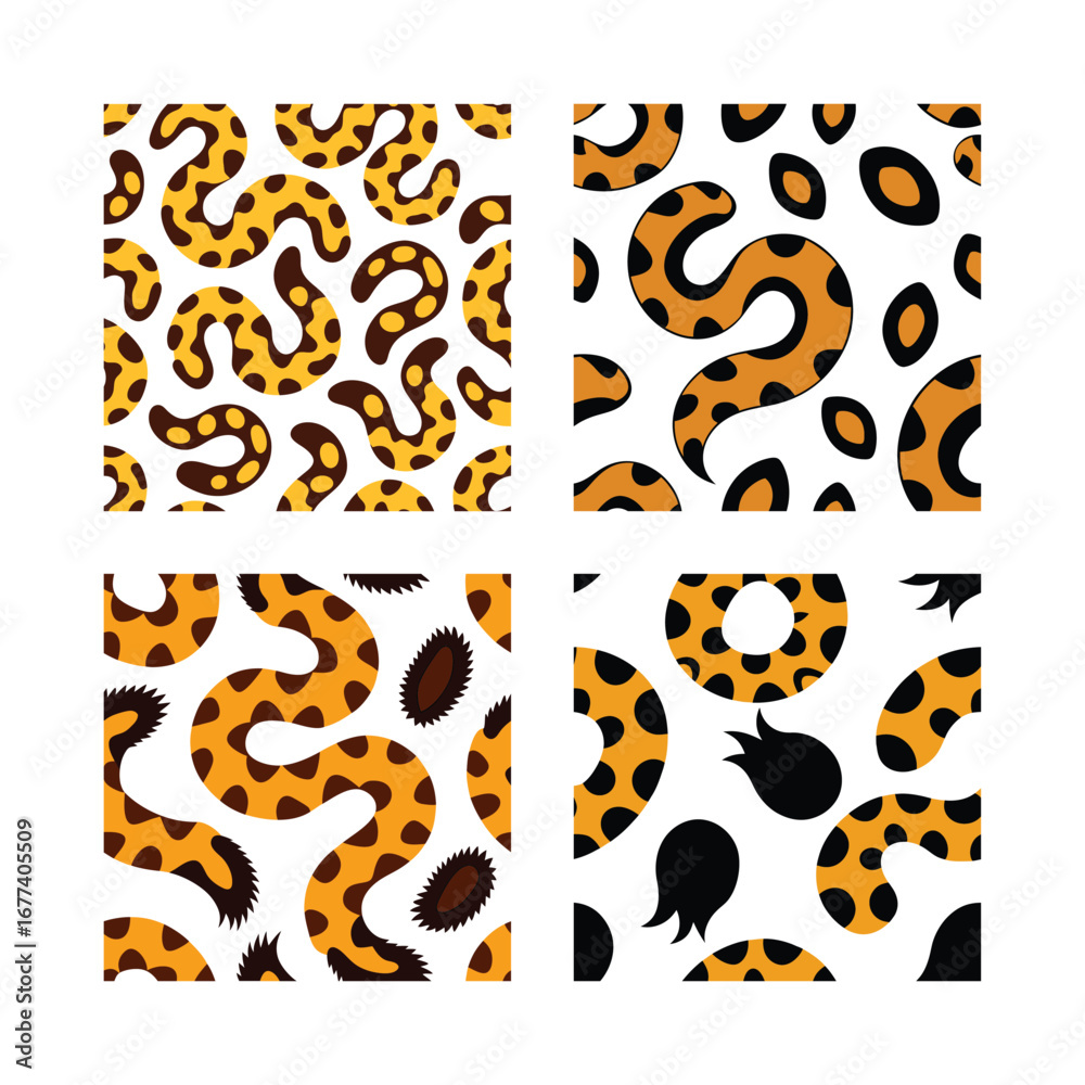 Fototapeta premium Animal Fur Seamless Patterns Python Design Illustration