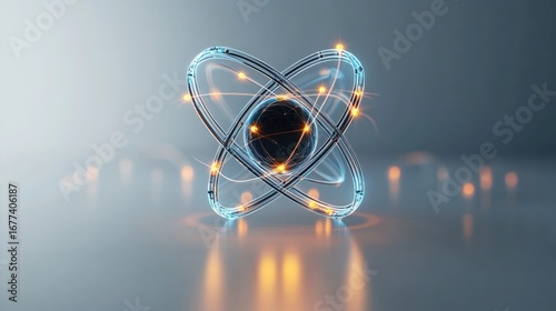 Atom Illustration with Electron Orbits