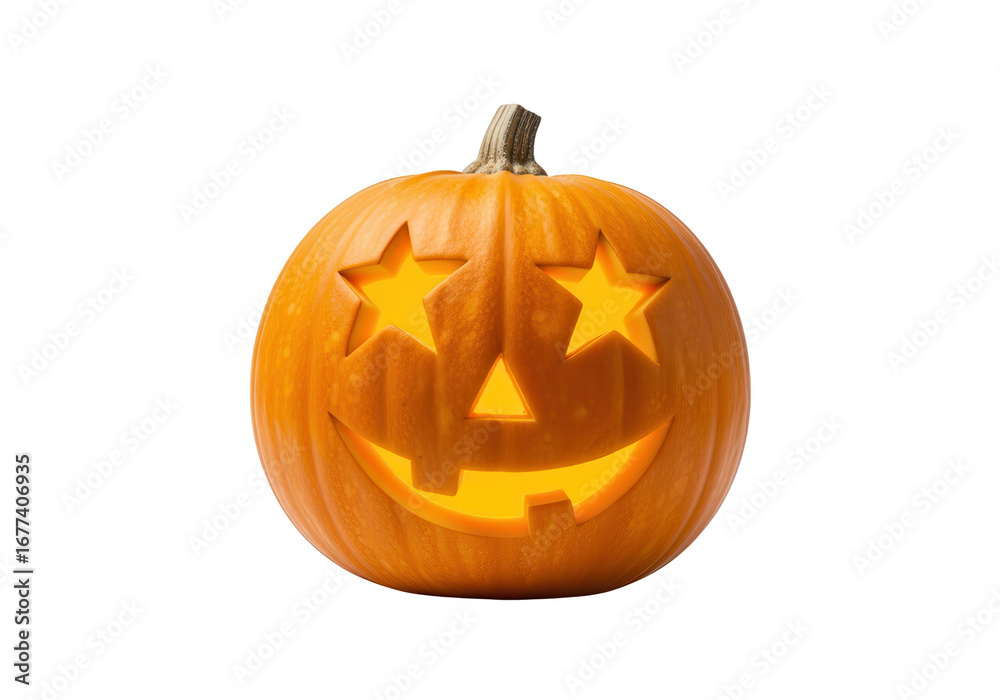 Obraz premium Halloween Pumpkin with Star Shaped Eyes and Smile Isolated