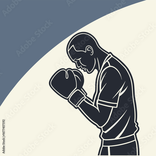Boxer Bowing Head in Concentration or Prayer boxing