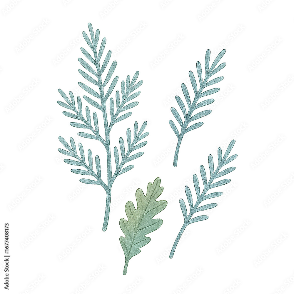 Fototapeta premium Watercolor Winter Leaves � Transparent PNG