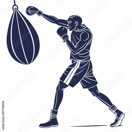 Boxer punching a speed bag with dynamic motion lines