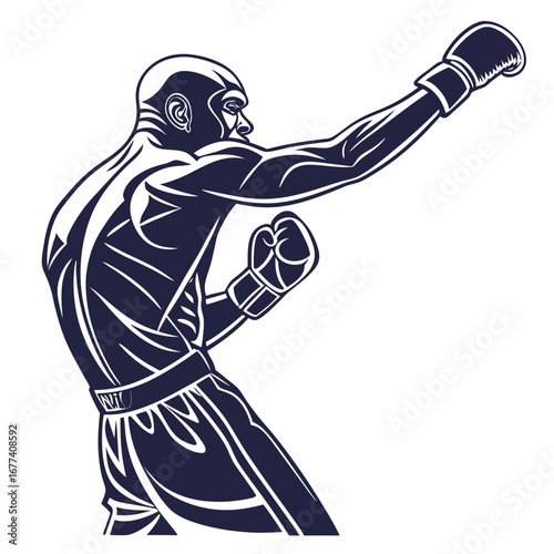 Boxer throwing a powerful punch with dynamic motion lines