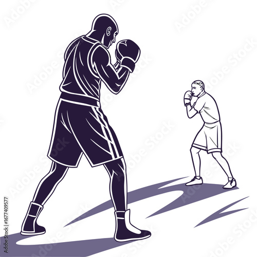 Boxers facing each other in ring silhouette boxing