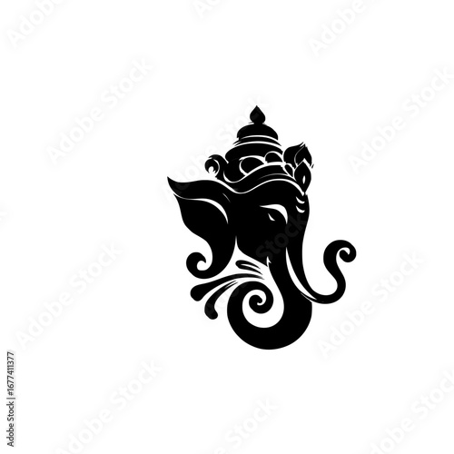 Elegant Black and White Ganesha Symbol