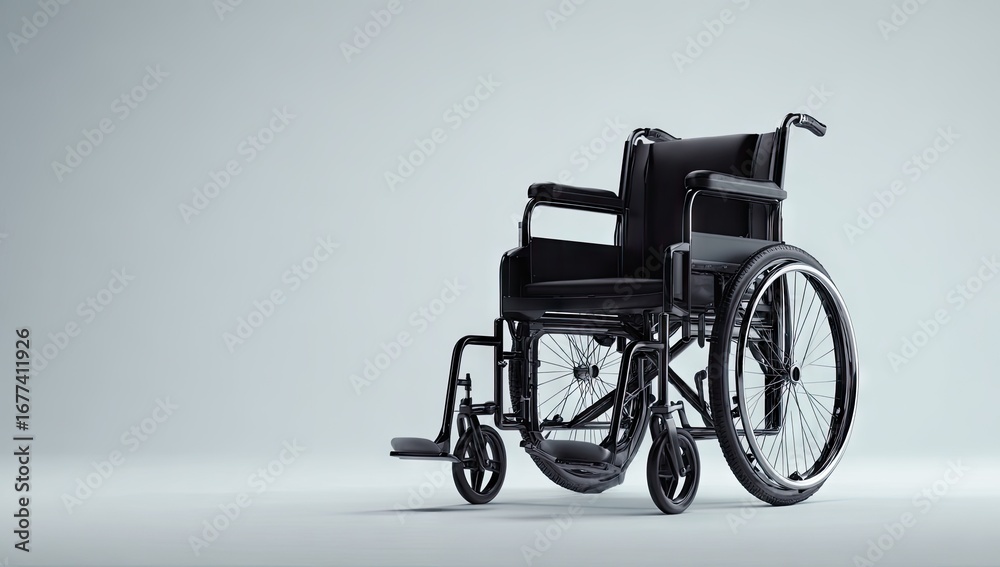 Fototapeta premium Modern Black Wheelchair in Studio Setting.