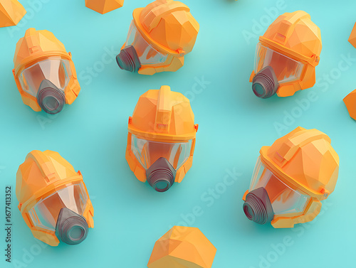 Low-poly art of futuristic headgear.