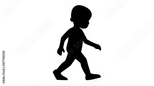 Silhouette Child's First Steps: A minimalist illustration depicts a child's silhouette taking their first tentative steps, symbolizing growth, discovery, and the beginning of a journey.