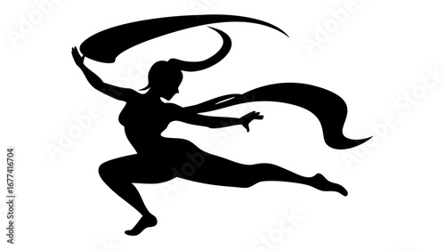 Silhouette of Action: Dynamic silhouette of a figure in motion, captured in a moment of graceful action, evoking a sense of power, balance, and focused energy.