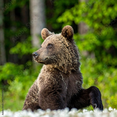 Wallpaper Mural Brown bear cub in forest Torontodigital.ca