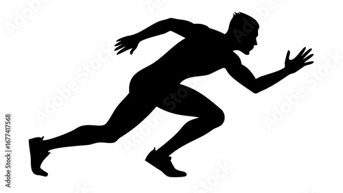 Energetic Silhouette: A dynamic silhouette of an athletic figure sprinting, embodying speed, power, and determination.