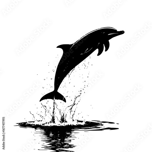 Dolphin leaps gracefully from the ocean waters
