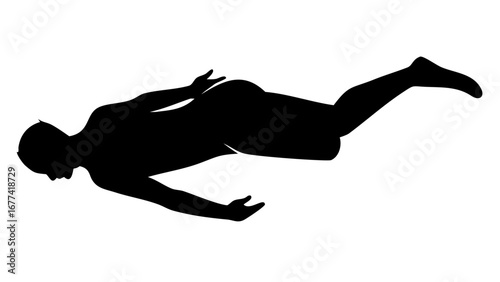 Silhouette of a person doing the locust pose: A minimalist silhouette embodies the essence of strength and balance.