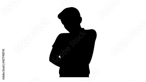 Shadow of a person with elegant attitude: The silhouette of a person, artfully captured in shadow against a pristine backdrop, evokes a sense of mystery, poise, and inner contemplation.