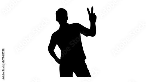 Silhouette Victory: A confident figure strikes a victory pose with a vibrant silhouette that embodies celebration, happiness, and achieving your dreams.