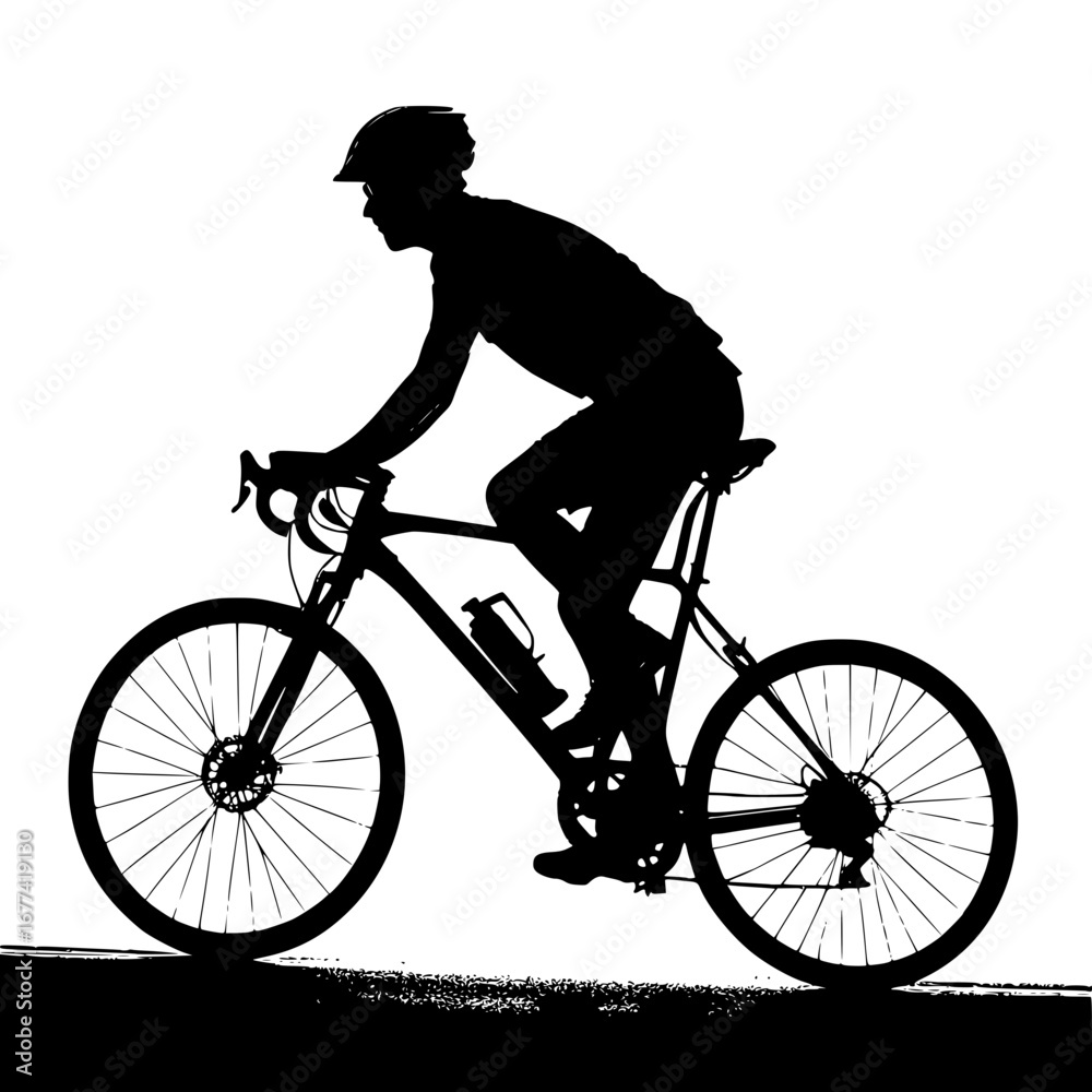 Fototapeta premium Cyclist riding bicycle against white background