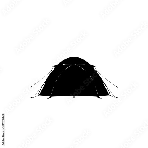 Modern camping tent silhouette for outdoor adventures