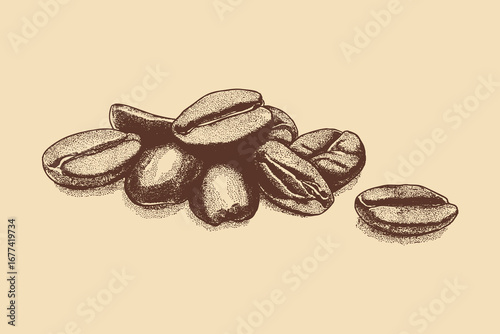Coffee beans isolated on a white background. This vector illustration can be used in any size you like for advertising, logos, and other work.