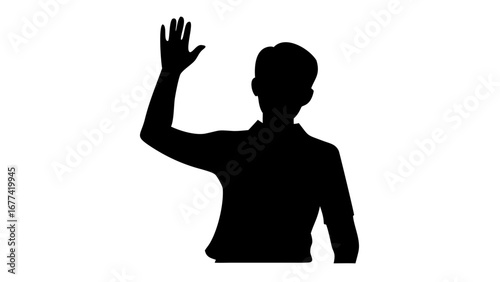 Silhouette Hand Waving: A sleek silhouette captures a person's gesture of greeting, farewell, or acknowledgment.