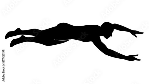 Swimming silhouette: Capturing the strength and grace of a swimmer effortlessly gliding through the water, rendered in striking silhouette form, evokes a sense of serene motion.