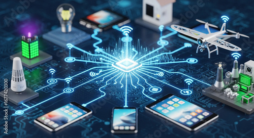 Neon-lit LAN architecture captures fiber nodes, sleek routers, and cable arrays converging into glowing digital lattice.

