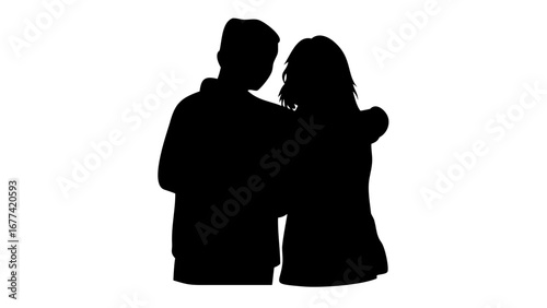 Silhouette of couple: Embrace the depth of emotion as a couple share an intimate moment. Captured in a dramatic, high-contrast silhouette. This image exudes warmth and love. 
