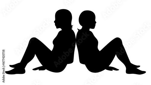 Silhouetted Embrace: Two female silhouettes create a study in quiet intimacy, their forms merging in a moment of serene connection and reflective peace.