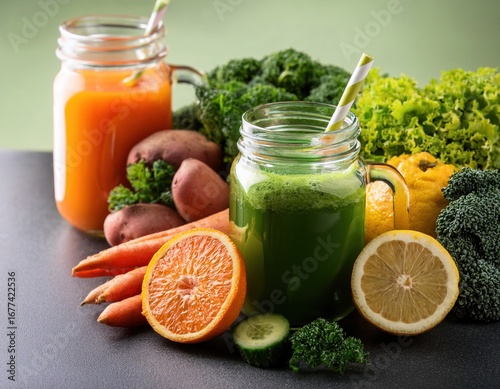 Refreshing healthy drink made with freshly squeezed juices