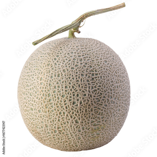 Melon and Slice of melon isolated on a transparent background.