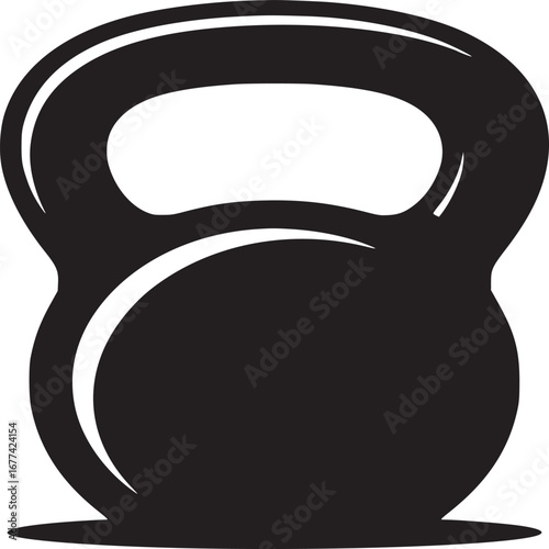 Isolated black kettlebell illustration on a white background for fitness and strength training use