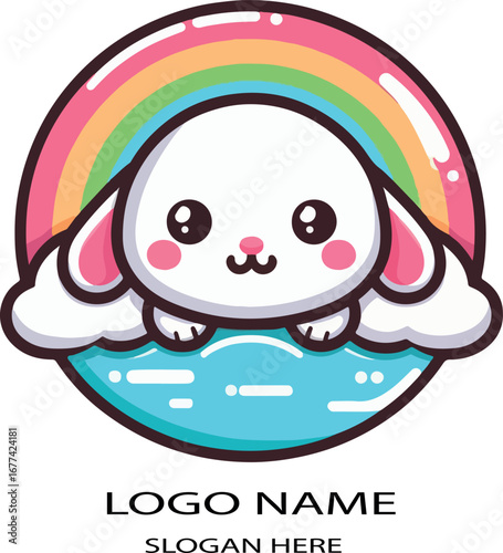 Cute noahs logo icon vector white background .