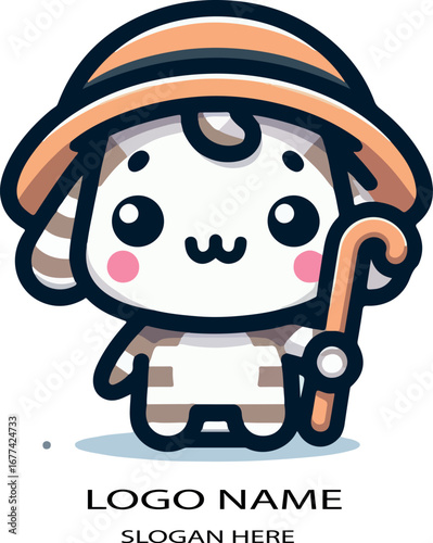 Cute noahs logo icon vector white background .