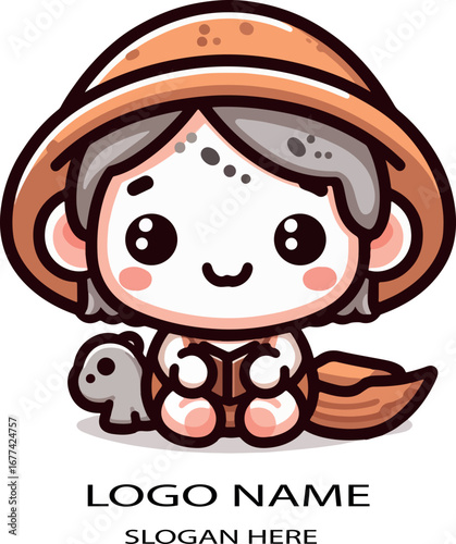 Cute noahs logo icon vector white background .