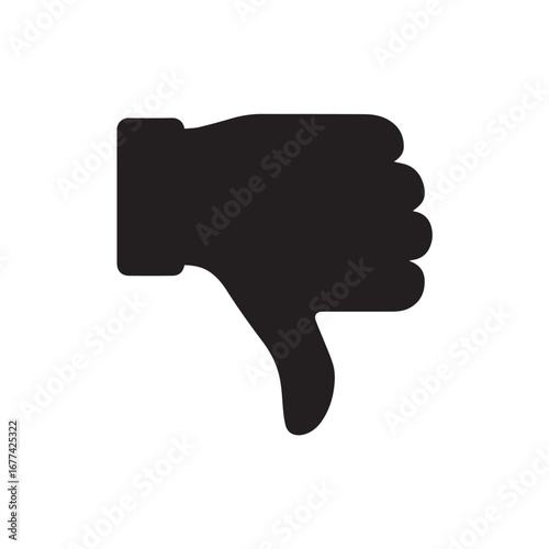 Dislike silhouette black and white vector icon