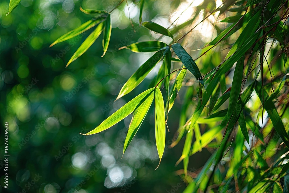 Fototapeta premium Close-up of vibrant bamboo leaves