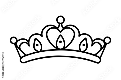 Princes tiara crown or royal diadem line art vector icon for apps and websites .Golden royal crowns in arious designs symbolize kingly authority, queenly luxury, and princely power icon
