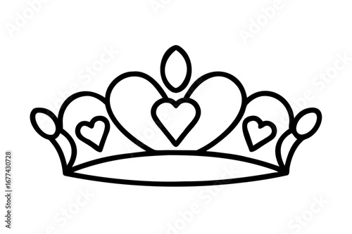 Princes tiara crown or royal diadem line art vector icon for apps and websites .Golden royal crowns in arious designs symbolize kingly authority, queenly luxury, and princely power icon
