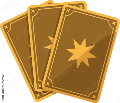 Mystic gold tarot cards fortune telling future oracle spiritual guidance vector